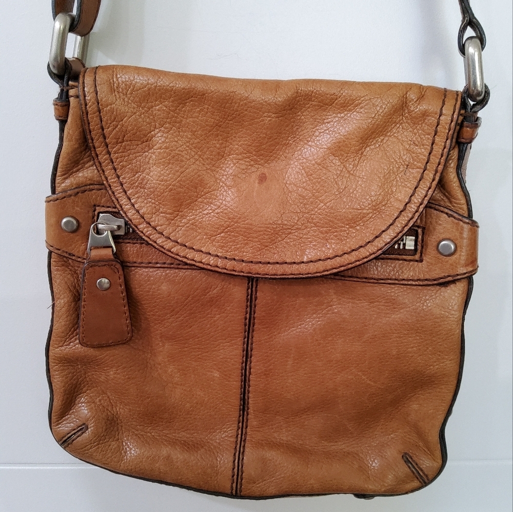 Fossil Tan Leather Masengere Bag Crossbody